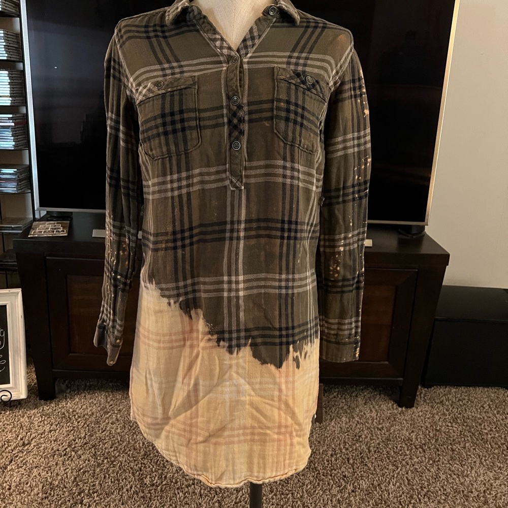 Distressed flannel dress